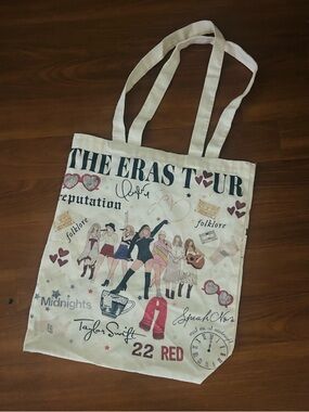 Taylor Swift Beige Graphic Eras Tour Book Tote Bag sustainable